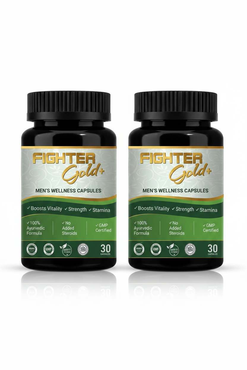 Fighter Gold+ Capsules – Natural Testosterone Booster for Men | Boost Energy, Strength & Stamina
