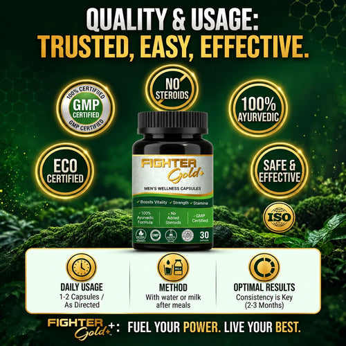 Fighter Gold+ Capsules – Natural Testosterone Booster for Men | Boost Energy, Strength & Stamina