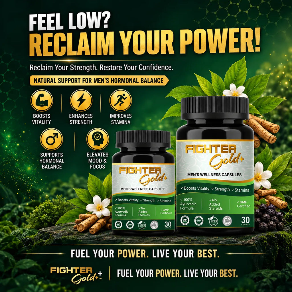 Fighter Gold+ Capsules – Natural Testosterone Booster for Men | Boost Energy, Strength & Stamina