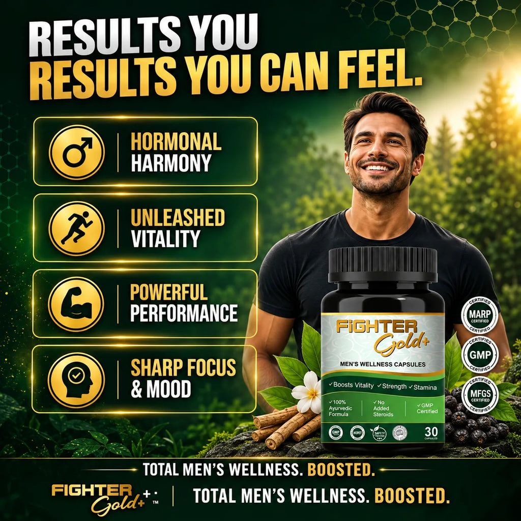 Fighter Gold+ Capsules – Natural Testosterone Booster for Men | Boost Energy, Strength & Stamina