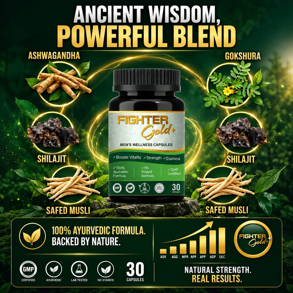 Fighter Gold+ Capsules – Natural Testosterone Booster for Men | Boost Energy, Strength & Stamina