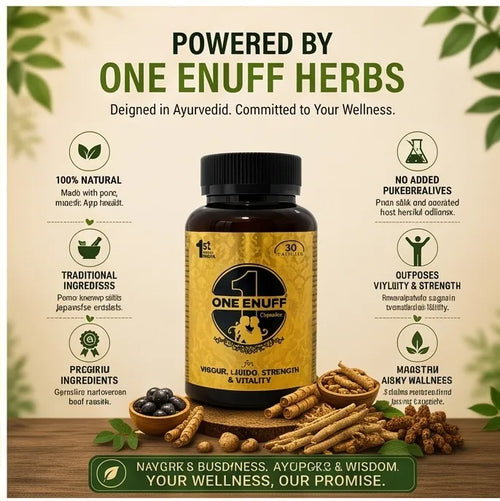 One Enuff Capsules – Advanced Ayurvedic Formula with Swarn Bhasma for Men's Vigour, Libido, Strength & Vitality (30 Capsules)