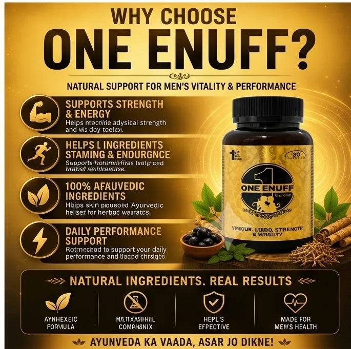 One Enuff Capsules – Advanced Ayurvedic Formula with Swarn Bhasma for Men's Vigour, Libido, Strength & Vitality (30 Capsules)