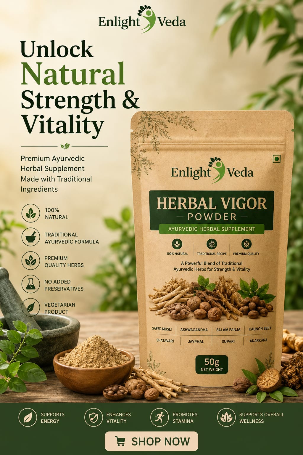 Herbal Vigor Powder – Ayurvedic Strength & Vitality Formula