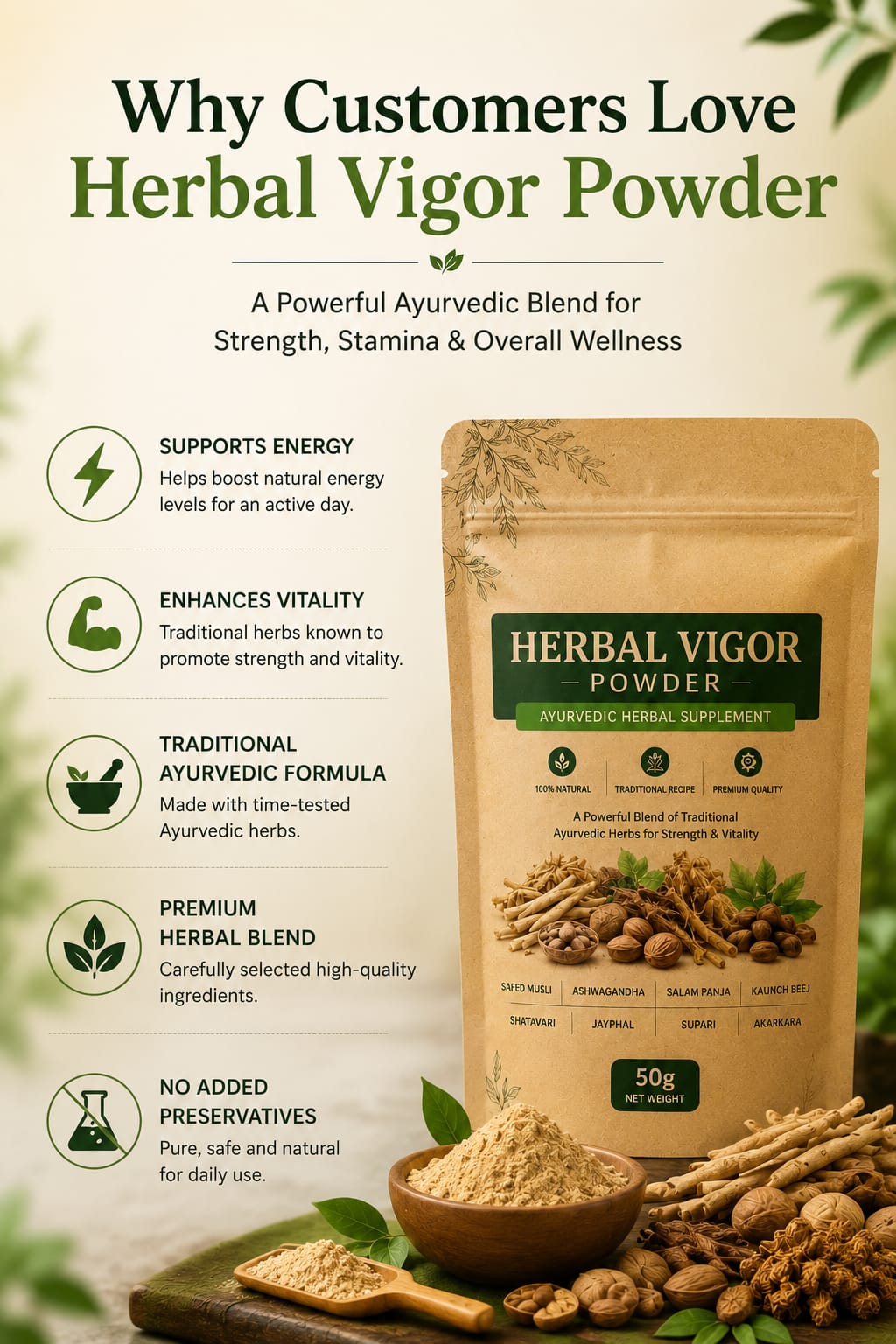 Herbal Vigor Powder – Ayurvedic Strength & Vitality Formula