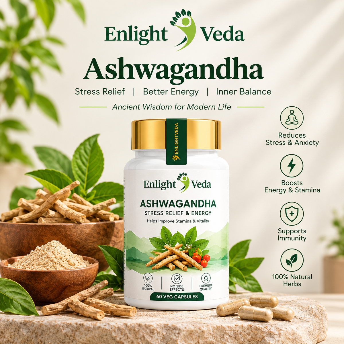 Ashwagandha Better Sleep. Less Stress. More Energy.