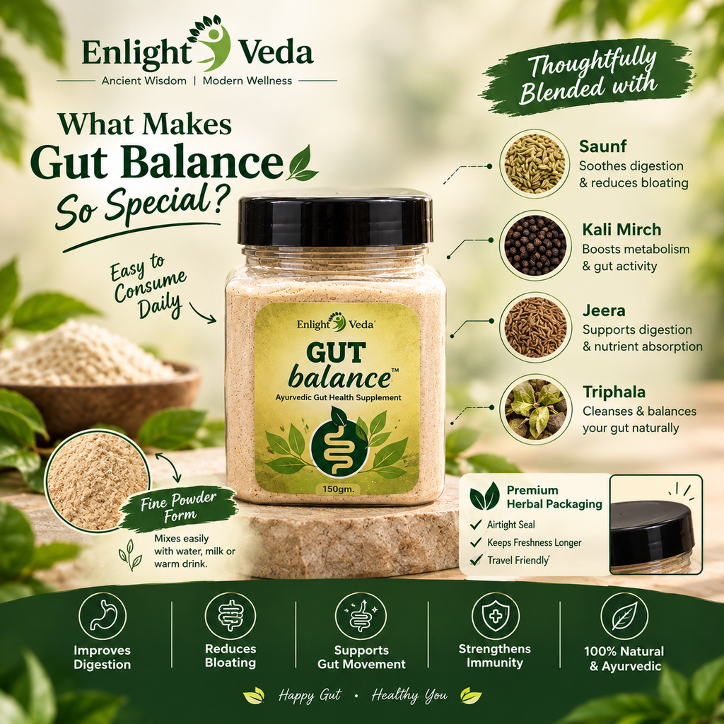 Enlight Veda Gut Balance – Ayurvedic Gut Health Powder | 150g