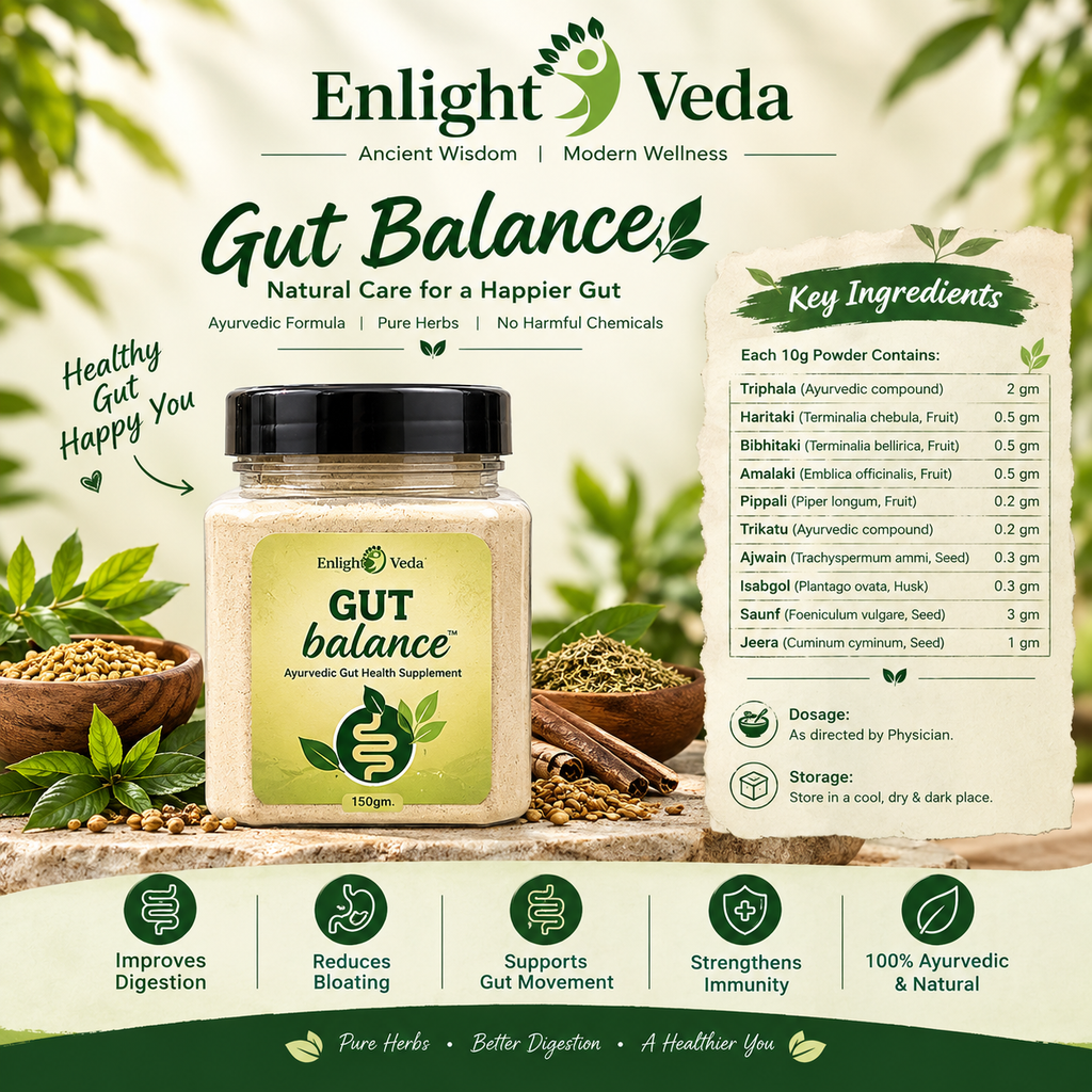 Enlight Veda Gut Balance – Ayurvedic Gut Health Powder | 150g